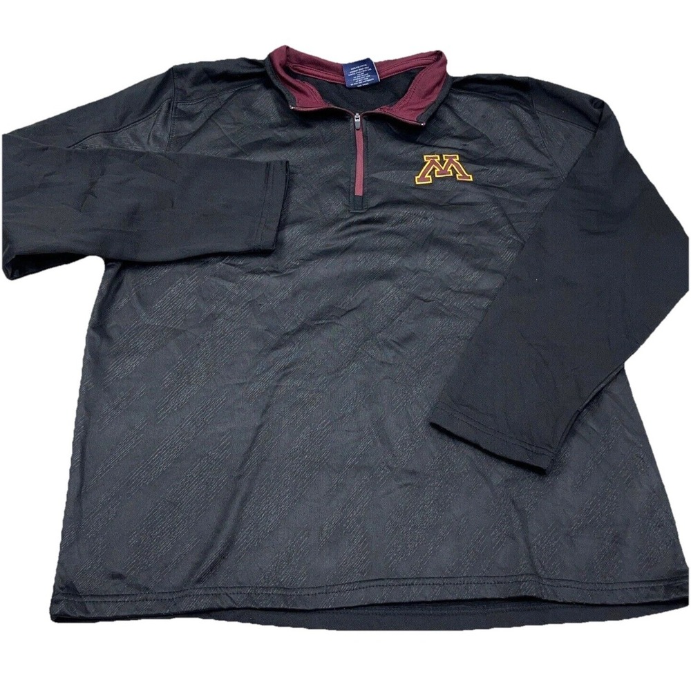 Minnesota Golden Gophers Sweatshirt Men XL Gray Pullover Quarter Zip Sweater A7